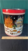 Vintage 11" Houston Foods Christmas Popcorn Tin