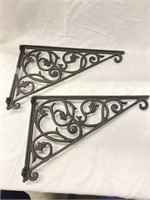 Pair of shelf brackets and plant hooks, cast-iron