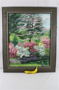 Original Spring Trees Painting, Signed