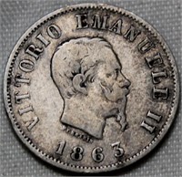 Italy 50 Centesimi 1863