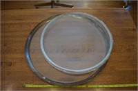 Large glass round serving platters plates