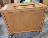 OFF-SITE-NICE WOOD PINE BOX ON CASTERS-CAN BE
