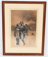 CIVIL WAR ARTIST A. C. REDWOOD REV WAR WATERCOLOR