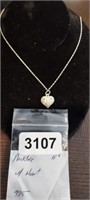 STERLING SILVER NECKLACE WITH HEART PENDANT 18"