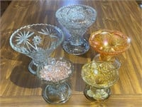 Pressed Glass Pedestal Bowls