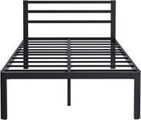 Metal King Bed Frame and Headboard, 18 In Black
