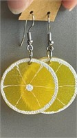 Lemon slices earrings, translucent approx 2