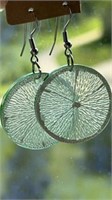 Lime slices earrings, translucent approx 2 inches