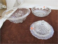 Round Glass Butter Dish, 2 Glass Bowls