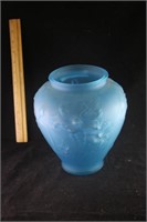 Tiffin Glass Sky Blue Satin Glass "Poppy Vase"