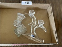 Hand Cut Glass Candle Holder & Other