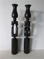 PAIR OF CARVED WOODEN CANDLE HOLDER