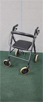Aluminum folding walker/seat combo