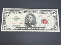 1963 5 Dollar red seal bill