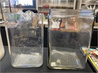 Pair of vintage store display glass canisters.