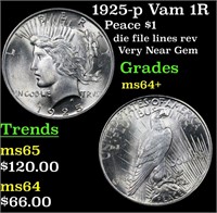 1925-p Vam 1R Peace Dollar $1 Grades Choice+ Unc