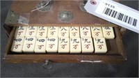 WOODEN CASE OF MAHJONG PIECES