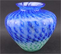 Art Glass Blue & Green Vase