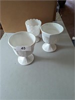 (2) Milk Glass Vases & Other Milk Glass