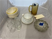 13 pcs Glassware-Cups Bowls & Ash Trays