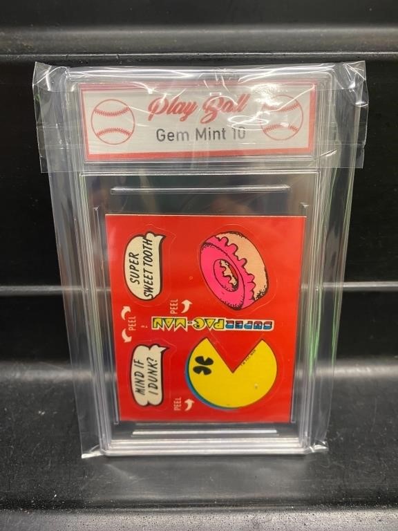 Vintage 1982 SUPER Pac-Man Sticker Graded 10-Donut