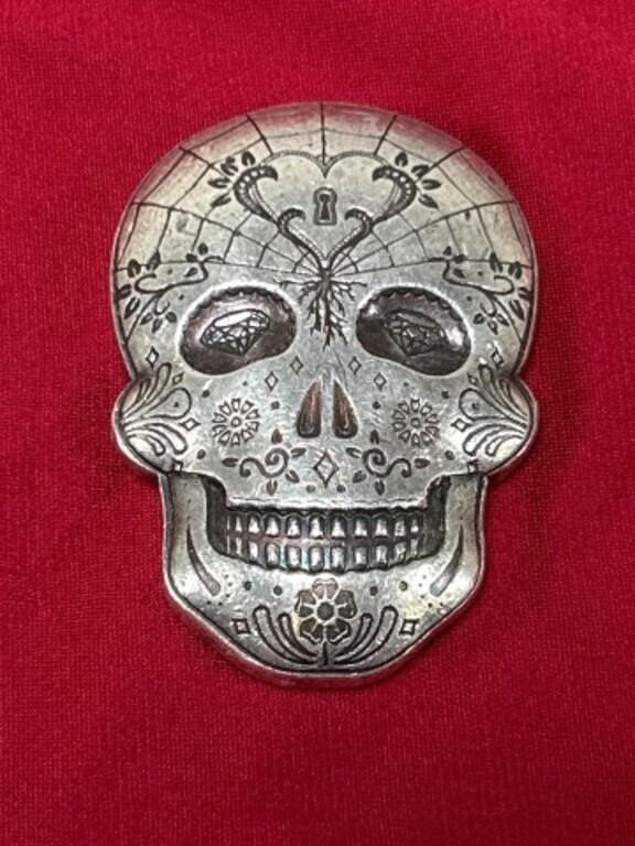 Monarch - 10 Troy ounces silver skull. Day of the