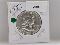 1957 90% Silver Franklin Half $1 Dollar