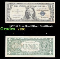 1957 $1 Blue Seal Silver Certificate Grades vf++