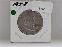 1958 90% Silver Franklin Half $1 Dollar