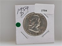 1959-D 90% Silver Franklin Half $1 Dollar