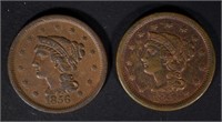 1854 VF/XF & 1856 VF U.S. LARGE CENTS