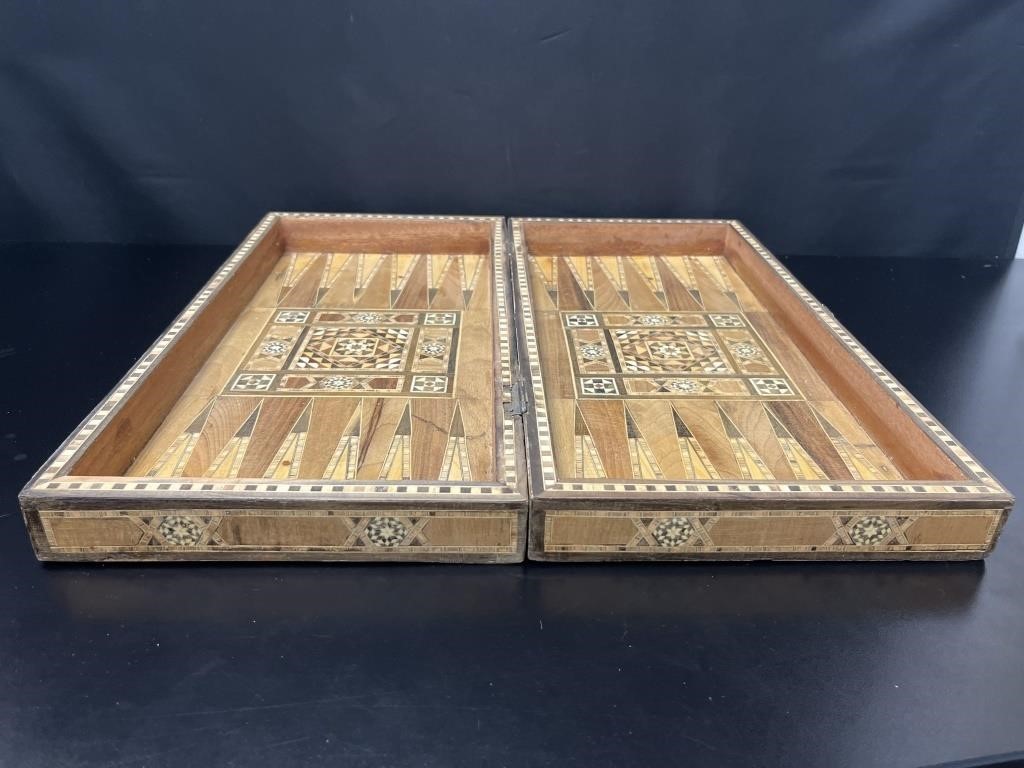 Moorish Inlaid Wood Game Board Backgammon Case