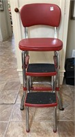 Red vintage kitchen step stool 34.75” T x 14” W