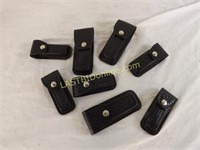 8 VARIOUS SIZE LEATHER FOLDING KNIFE CASES