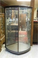 Large Beveled Curved Glass Display Case.