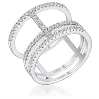 Trendy Round .50ct White Sapphire Parallel Ring