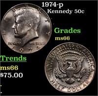 1974-p Kennedy Half Dollar 50c Grades GEM+ Unc