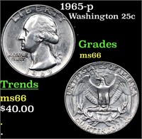 1965-p Washington Quarter 25c Grades GEM+ Unc