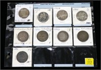 9- Barber and Columbian Exposition half dollars