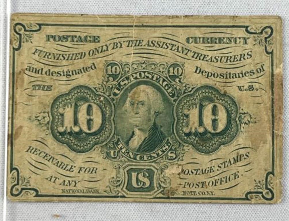 Early 1860's 10c USA Postal Note Fractional