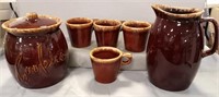 6 Pieces Hull Oven Proof Pottery: Cookie Jar,