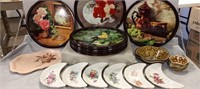 Large Lot Of Metal And Porcelain Trays & Plates,