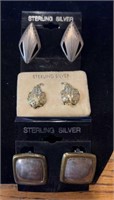 (3) Pair Sterling Clip-on Earrings