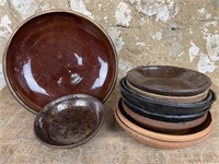 Redware Plates and Shallow Bowls