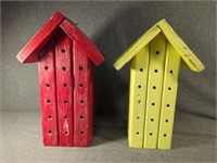 Red and Yellow Matching Bird House/Feeders 12"