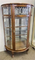 Wooden Curved Glass Display Cabinet