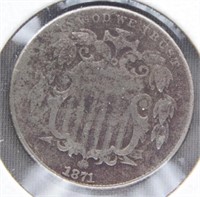 1871 Shield Nickel.