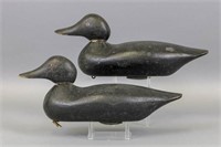 Lot of 2 Mason Decoy Factory Duck Decoys, Black