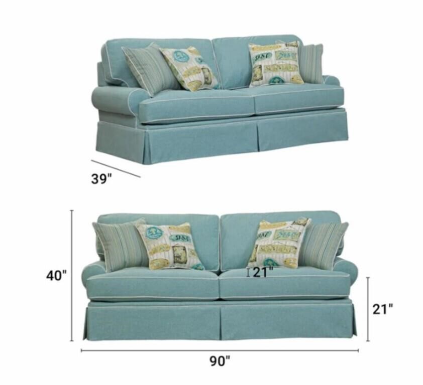 NEW 90" Round Arm Sofa with Reversible Cushions