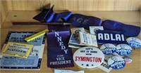 VINTAGE CAMPAIGN BUTTONS AND RIBBONS, JFK, MISC